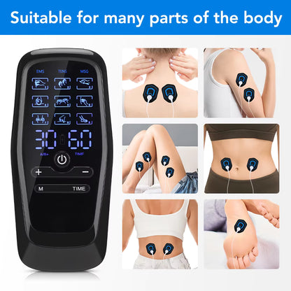 Dual-Channel EMS TENS Pulse Massager with 9 Modes & 30 Intensity Levels