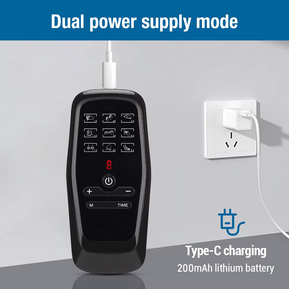 Dual-Channel EMS TENS Pulse Massager with 9 Modes & 30 Intensity Levels