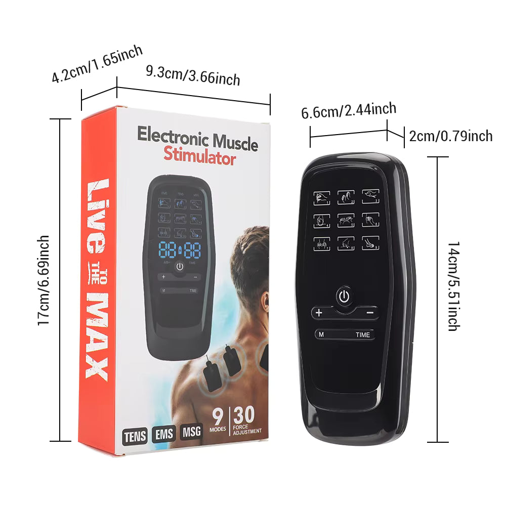 Dual-Channel EMS TENS Pulse Massager with 9 Modes & 30 Intensity Levels