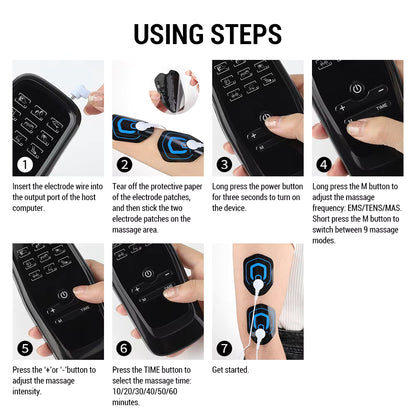 Dual-Channel EMS TENS Pulse Massager with 9 Modes & 30 Intensity Levels