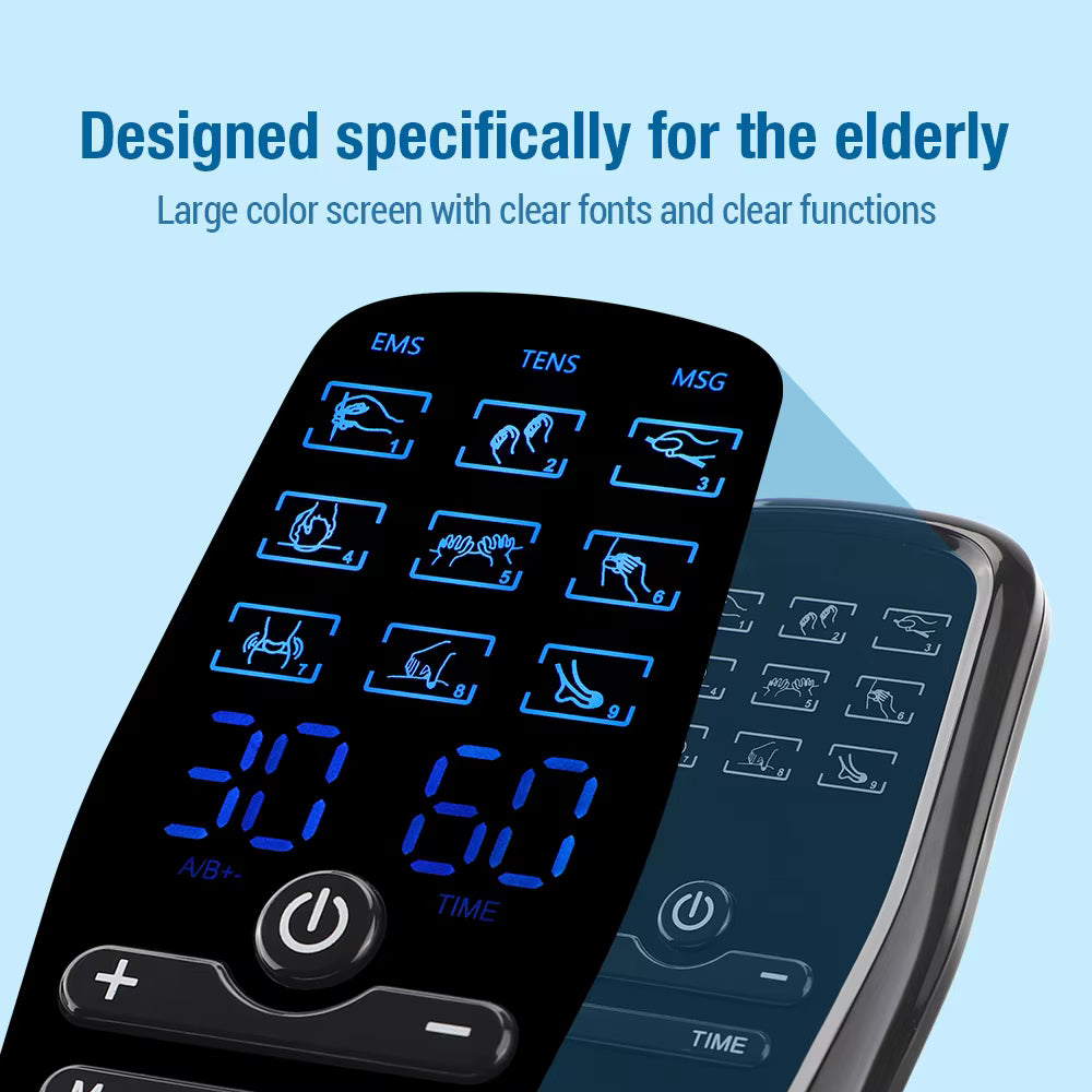 Dual-Channel EMS TENS Pulse Massager with 9 Modes & 30 Intensity Levels